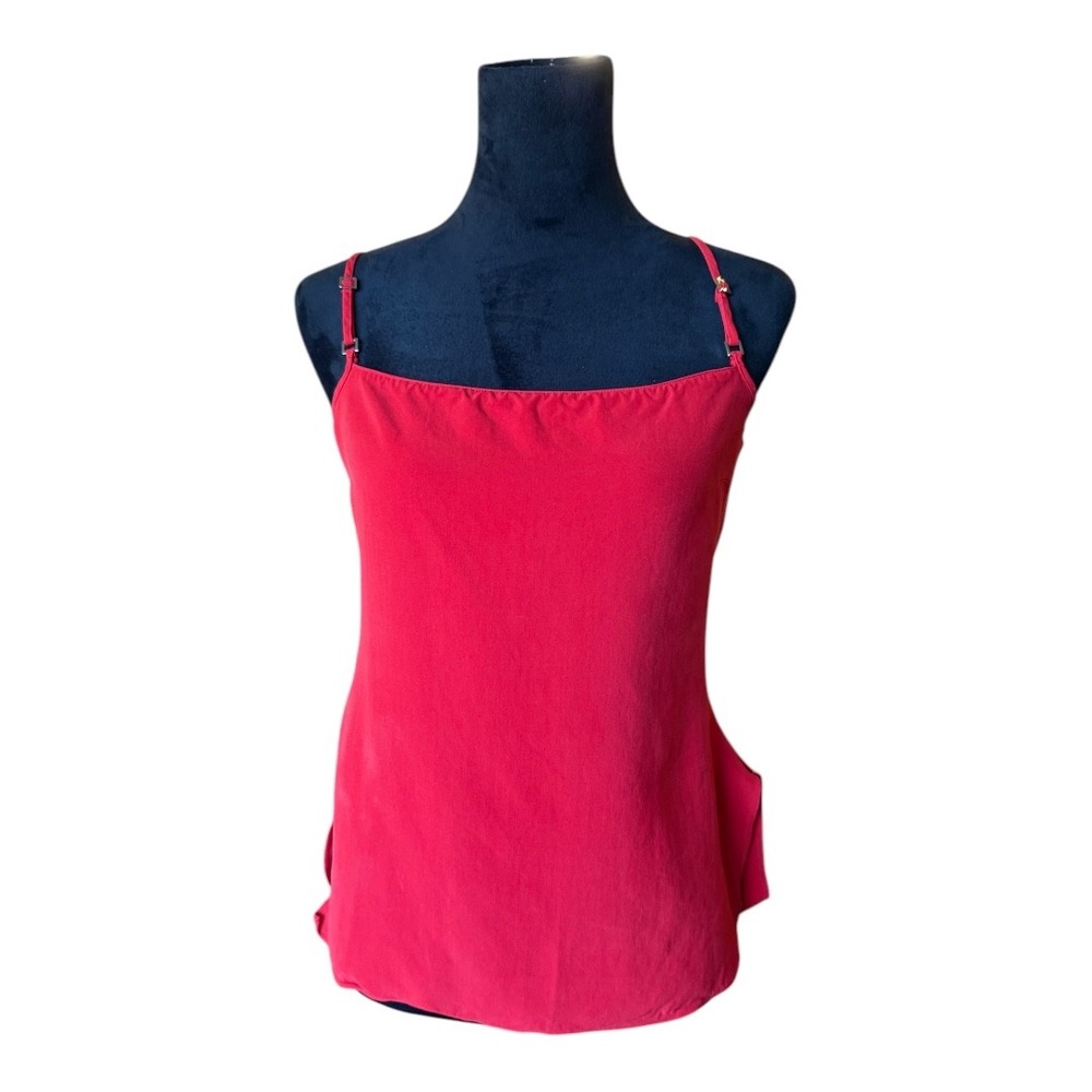 Red Cami Top Sleeveless Spaghetti Strap Side Slit‎ Lined Tank Top